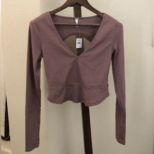 Free People Women’s Elderberry Brown Workout Long Sleeve Tee Medium